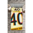 thumbnail image 3 of Ambesonne 40th Birthday Quilted Bedspread Set 2 Pcs, Vintage Invitation, Twin Size, Multicolor, 3 of 3