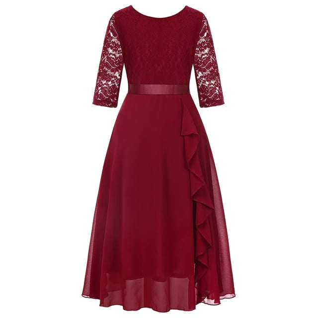 Vestido Viriber de encaje floral para niñas, de 7 a 14 años