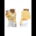 thumbnail image 3 of Suéteres Tipo Cárdigan con Botones para Mujer, Ligeros, de Larga, Cuello Redondo, de Punto, de Verano, con Abertura Frontal Amarillo L, 3 of 7