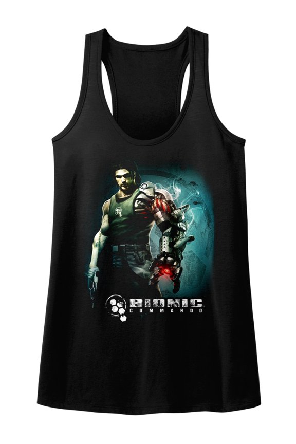 Bionic Commando Arcade Video Game Mechanical Robot Steam Arm Womens Tank Top Tee