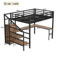 thumbnail image 3 of URTR Queen Size Metal Loft Bed with L-shaped Desk and USB, Heavy Duty Loft Bed with Wardrobe, Adjustable Shelf and Stairs, High Queen Loft Bed with LED and Guardrails for Bedroom, Wood, 3 of 9