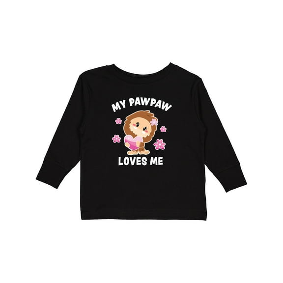 Inktastic My Pawpaw Loves Me with Bigfoot Girls Long Sleeve Toddler T-Shirt