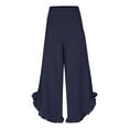 thumbnail image 5 of EDFBUYKRS Female Women Pants Casual Pants for Women Jeans Flare Women Linen Pants Summer Wide Leg Pants Smocked Waist Ruffle Hem Palazzo Pants Boho Flowy Beach Pants with Pocket Xl, 5 of 8