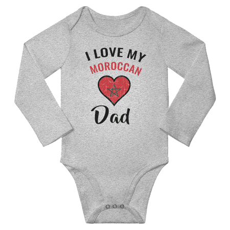 

I Love My Moroccan Dad Baby Long Slevve Bodysuit Unisex Gifts (Gray 12-18 Months)