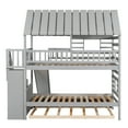 thumbnail image 5 of EUROCO Twin over Twin House Bunk Bed with Trundle and Staircase for Bedroom, Gray, 5 of 21