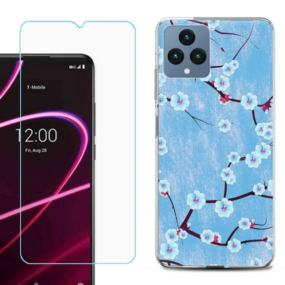 OneToughShield ® for T-Mobile Revvl 6x 5G Shockproof Phone Case, with Tempered Glass Screen Protector - Blossom Sky