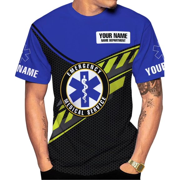 Custom EMS EMT Shirts Men Women, Personalized Paramedic Uniform Emergency Medical Technician Apparel, EMS Week Gifts (DefaultTitle, S)