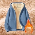 thumbnail image 5 of Womens Sherpa Lined Hoodie Thick Fleece Zip Up Winter Warm Comfy Oversized Hooded Sweatshirt Jacket with Pockets, 5 of 6