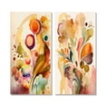 thumbnail image 2 of Designart "Watercolor Blooms Autumn Flowers VI" Abstract Botanicals Wall Art Set Of 2 - Modern Brown Canvas Set For Living Room Decor, 2 of 6