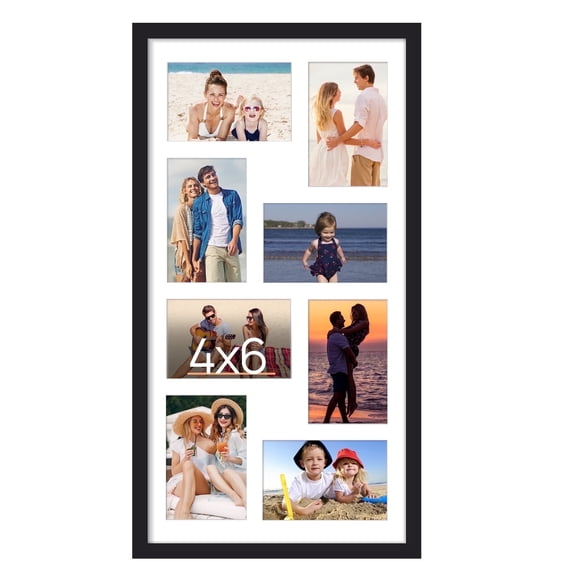 12x23 Sindcom Collage Picture Frame, Fits eight 4x6 Photos with Mat or One 12x23 Pictures without Mat, Black
