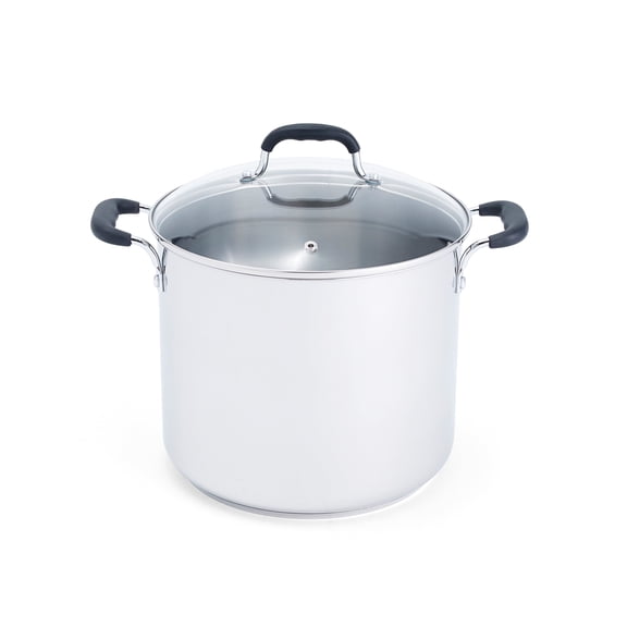 T-fal Specialty Stainless Steel, Stock Pot, 12 Quart, Glass Lid, Silver