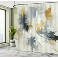 thumbnail image 2 of Ambesonne Black and White Shower Curtain, Abstract Details, 69"Wx75"L, Blue Grey Amber Coconut, 2 of 4