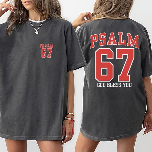 Psalm 67 God Bless You Double Sided Christian T-Shirt – Bible Verse Faith Graphic Tee, Religious Scripture Shirt Gift for Men & Women