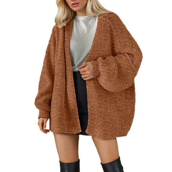 Ediodpoh Oversized Cardigans for Women Sweater Lightweight Knit Open Front Long Sleeve Sleeve Cozy Fall Winter Tops Brown XXXXXL