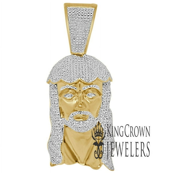 Mens Genuine Real Diamonds Jesus Face Piece Charm 10K Yellow Gold Finish Pendent 2.65''