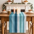 thumbnail image 2 of Teal Blue Green Table Runner, Modern Ombre Minimalism Abstract Stripes Washable Cotton Linen Table Runners 72 Inches Long, Dresser Scarf Runner for Dining/Coffee/Kitchen/TV Stands/Cabinets 13''x72'', 2 of 8