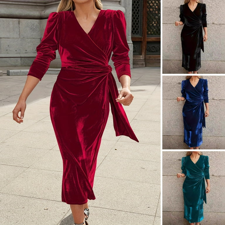 long sleeve lace up midi dress Long Sleeve Scarf Collar Lace Up Midi Dress JardinVue