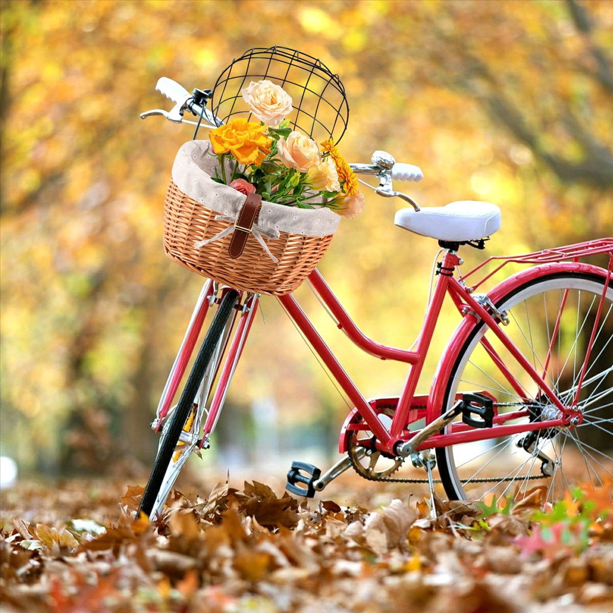 Cat Dog Bicycle Front Handlebar Basket Pets Seat Handwoven Wicker Road Bike Basket Pet Cat
