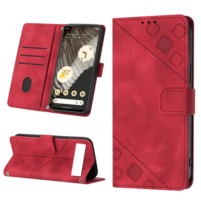 Compatible with Google Pixel 7A Classic Embossed PU Leather Case with Card Holder Shockproof Cover