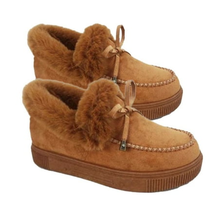 

Footwear Slip On Anti Skid Bottom Casual Winter Warm Boots Womens Faux Fur Boots Platform Sneakers Ankle Boots ORANGE 43