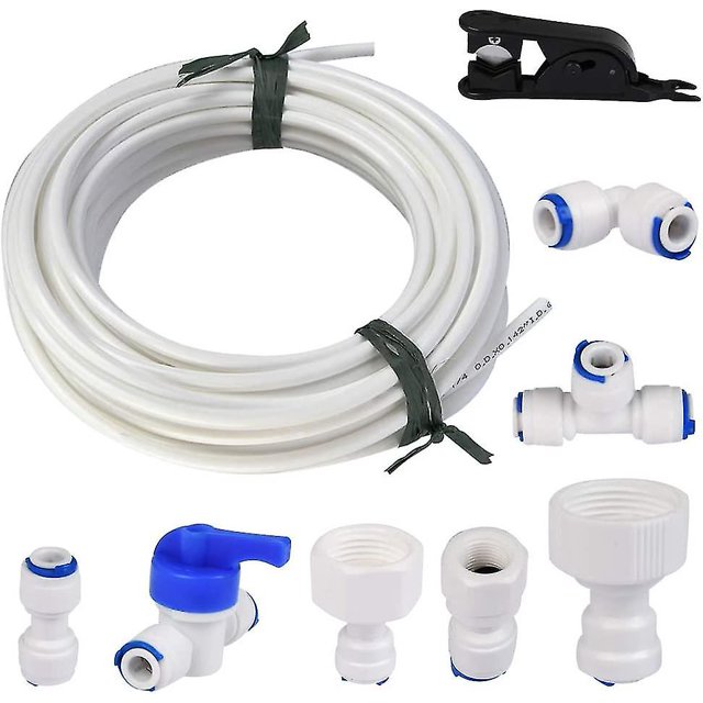 Manguera de suministro de agua universal de 15 metros, kit de conector de manguera de refrigerador de 1/4 pulgadas, tubo de filtro, piezas y accesorios para Refrigerato europeo kaili Sencillez