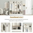 thumbnail image 7 of Modern Hallway Coat Rack Freestanding with 8 Hooks and Shoe Cubbies, Corner Hall Tree with Bench and Shoe Storage for Entryway, Wood Entryway Bench for Hallway, Living Room, Mudroom, 7 of 7