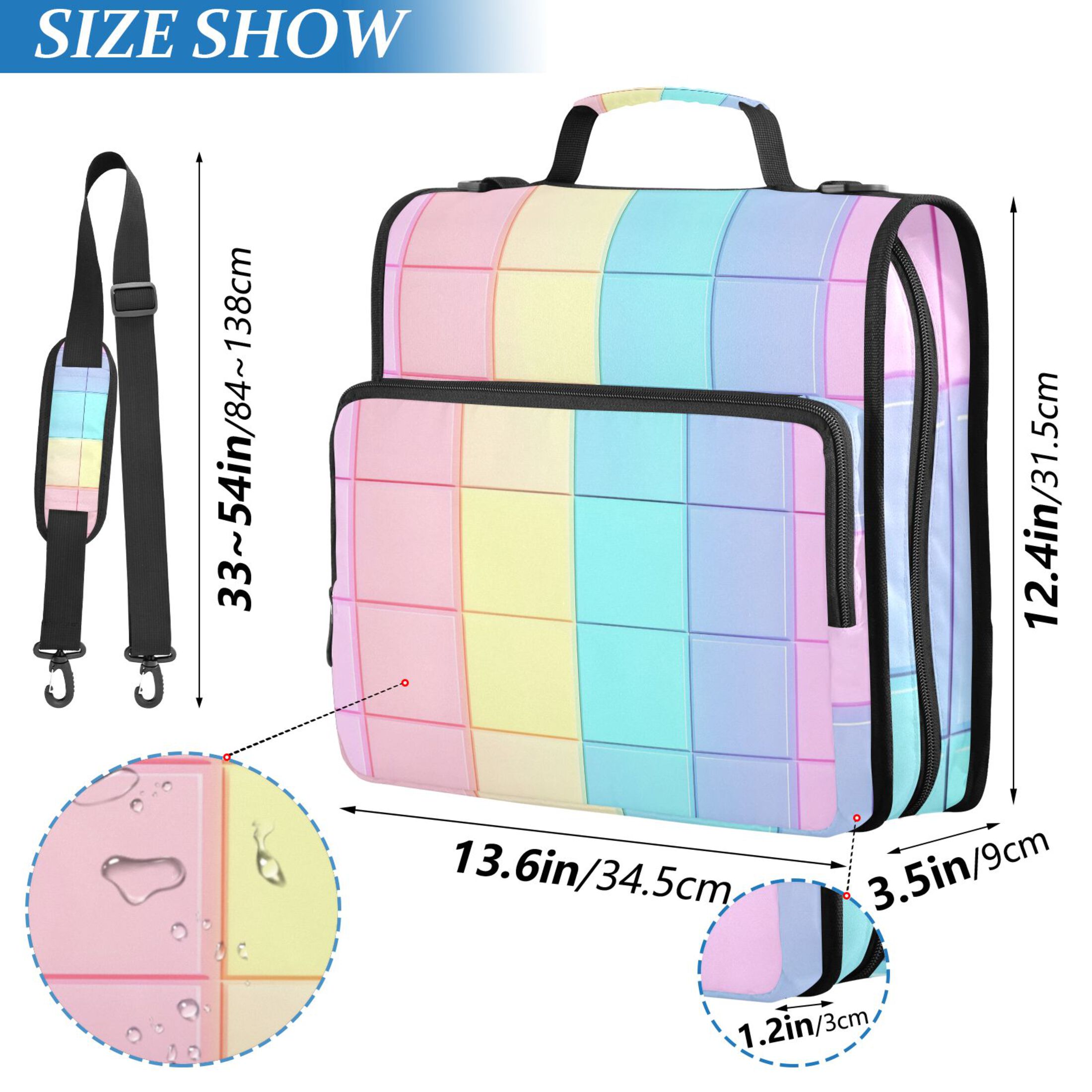 ALAZA Zipper Binder Checkered Plaid-a6 3 Ring Trapper Keeper File Folder Organizer Bag