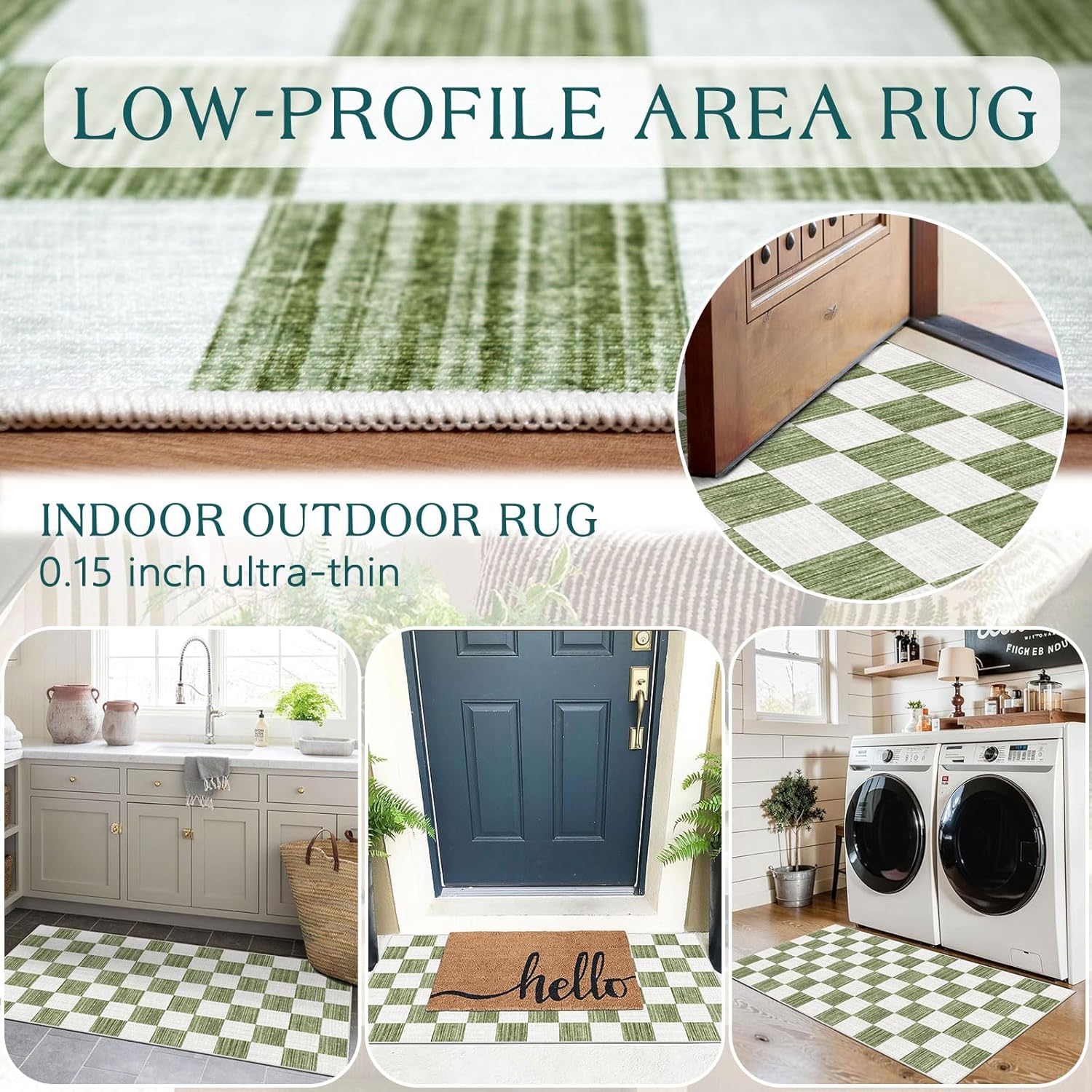 Christmas 3x5 Entry Rug - Small Washable Indoor Outdoor Mats for Front Door Non-Slip Porch Rug Holiday Tartan Plaid Throw Rugs for Living Room Bedroom Entryway Kitchen Office Porch Decor