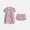 Old Ivory Cream, variant on Wonder Nation Baby Girls Dress with Puff Sleeves and Shorts Set, 2 Piece, Sizes 0/3M-24M