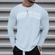 thumbnail image 2 of Camiseta informal de manga larga y cuello redondo con estampado de letras para hombre - Mezcla de poliéster suave, cuello redondo, versátil para fiestas/ocio - Tallas M-XXXL, 2 of 5