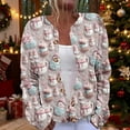 thumbnail image 2 of Christmas Outfits Womens Loose Ribbed Knit Sweater Cardigans Button Up Long Sleeve Xmas Printed Holiday Clothes (XL, Pink 03), 2 of 5