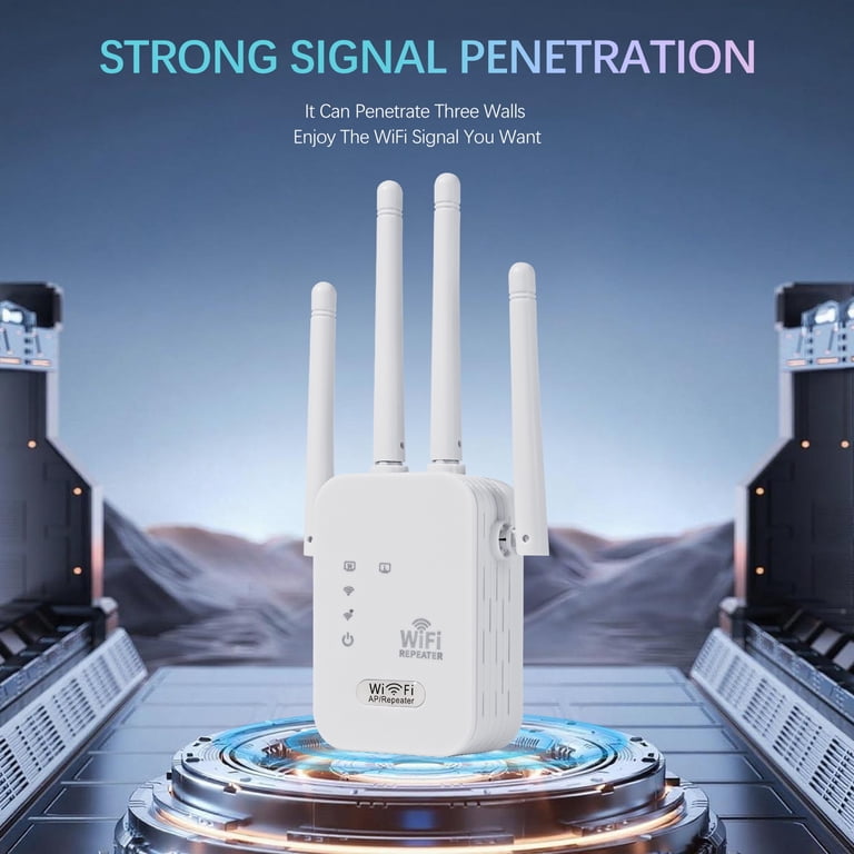 saiyuanxingWiFi Extender - Extender WiFi bi-Bande 2.4G et 5G Booster 1200Mbps Wireless WiFi Booster 1 Port Ethernet et 4 Antennes Externes Blanc EU Plug (AC16