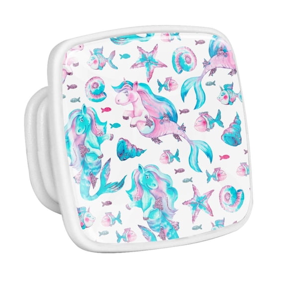 4PCS Square Cabinet Fluorescence Knob Glowing in the Dark Furniture Drawer Pulls Handle with Screws Shells Horse Corals Fish