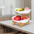 thumbnail image 3 of 2 Tier Fruit Basket Fruit Tray, European Style Plastic Fruit Bowl for Kitchen Counter, Fruit Basket for Kitchen, Fruteros Para Cocina, Large White, 3 of 5