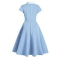 thumbnail image 4 of Vestido retro de manga corta con cuello de muñeca y temperamento en la cintura para mujer Pompotops  ghjkhdj9986, 4 of 9