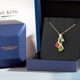 thumbnail image 5 of Gem Stone King 18K Yellow Gold Plated Silver Swiss Blue Topaz and Pink Created Sapphire and Green Peridot Pendant for Women (1.65 Cttw, Gemstone November Birthstone, Heart Shape 5MM, 18 inch Chain), 5 of 6