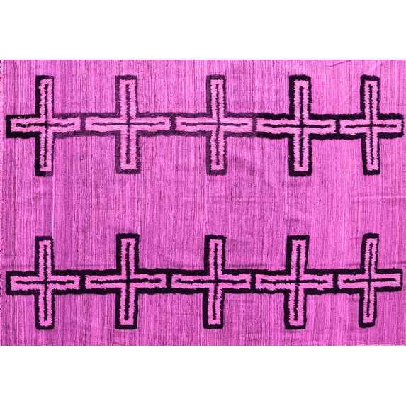 Ahgly Company Indoor Rectangle Abstract Pink Modern Area Rugs, 7' x 9'