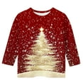 thumbnail image 3 of Mgmyaa Girls Casual 3/4 Sleeve Christmas Print Top, Kids Crew Neck Long Sleeve T-Shirt Size 3-12 Years, 3 of 5