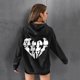 thumbnail image 5 of Sudaderas sueltas para mujer Sudaderas con capucha con cordón Camisas con gráficos en la espalda Jersey informal Tops de manga larga con bolsillo con mangas con hombros caídos Pompotops  gfhjh13592, 5 of 7