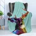 thumbnail image 4 of Deer Soft Flannel Fleece Blanket, Modern Illustration of Low Poly Deer with Triangle Psychedelic Polygonal Style Retro, Cozy Plush for Indoor and Outdoor Use, 60" x 80", Multicolor, by Ambesonne, 4 of 5