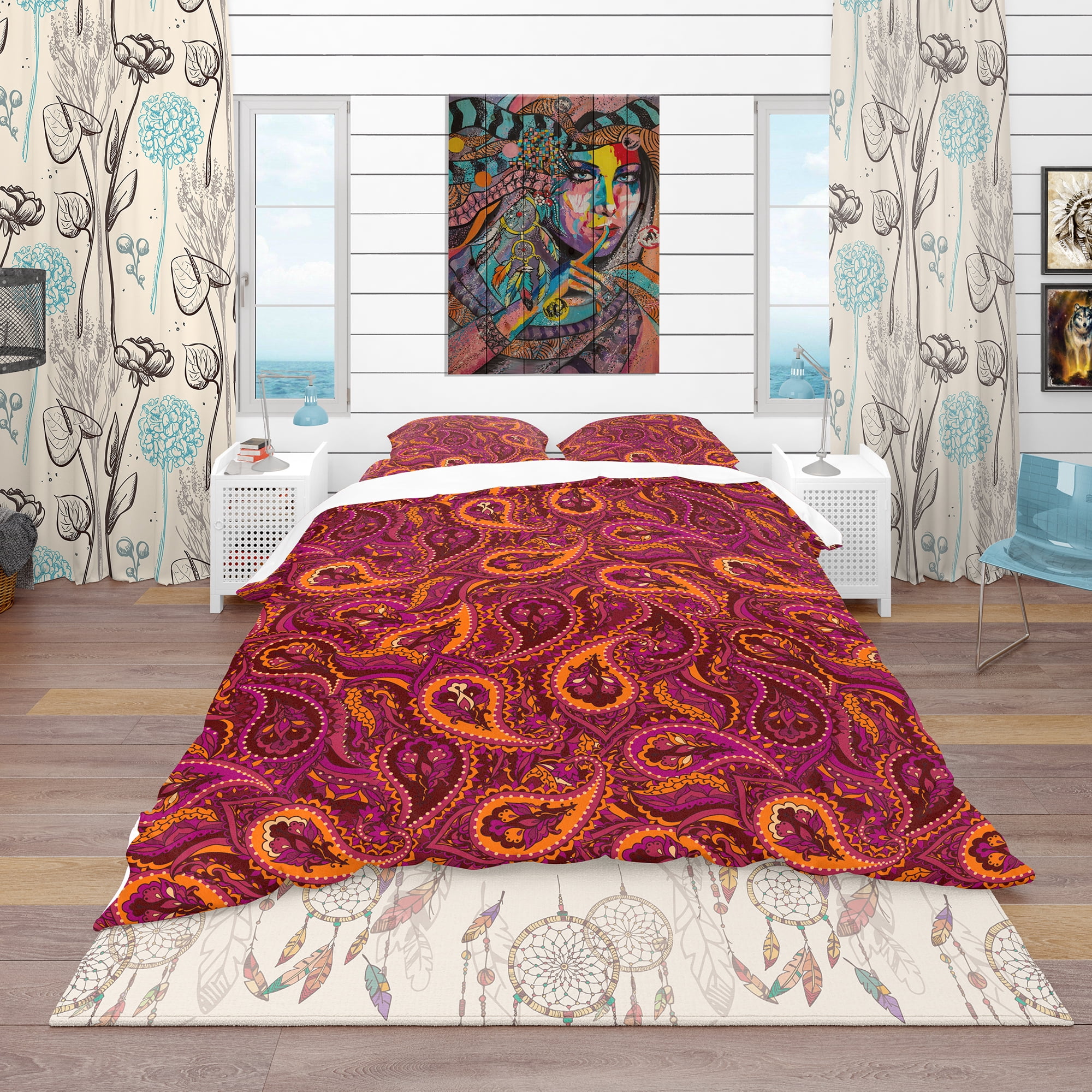 Designart 'Paisley Indian Pattern' Vintage Duvet Cover Set