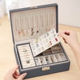 thumbnail image 1 of FcBaudy Jewelry Boxes for Women Jewelry Organizer Box Leather Large Jewelry Boxes Earrings Organizer Storage Case Double Layer Display With Removable Tray Elegant Jewelry Box Jewelry container, 1 of 5