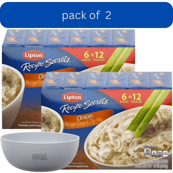 Lipton Onion Recipe Soup and Dip Mix, 2 Pack, 2 oz., 6 pk with bowl by OMA