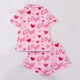 thumbnail image 4 of Tnhcen Women's Button Front Collar Short Sleeve Print Milk Silk Pajama Set Shorts & Sleepwear Casual Home Wear Stretchy Comfortable Plus Size S - 2XL Love Heart Print, 4 of 8