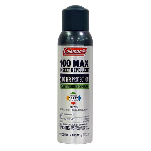 Coleman 100 Max 100% DEET Continuous Spray Insect Repellent, 4 oz.