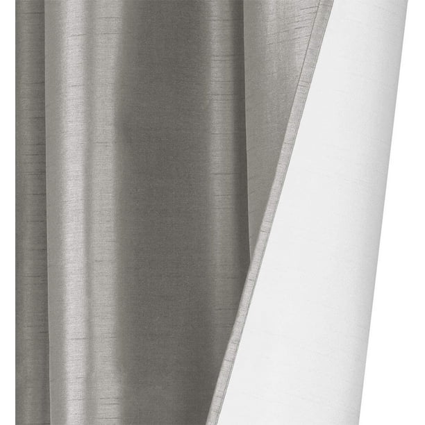 Faux Silk Blackout Curtains 2 Panel Sets Of 54x84 Room Darkening Black Out For Bedroom Durable Thermal Insulated Sun And Sound Blocking Dark Window Curtain Fs3 84 Silver Faux Silk Blackout Curtains 2 Panel, Black Faux Leather Curtain Panels