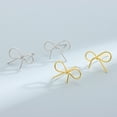 thumbnail image 2 of ELBLUVF 925 Sterling Silver Gold Plated Bow Butterfly Ribbon Bowknot Stud Earrings For Women (Silver), 2 of 3