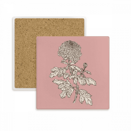 

Flower Black White Chrysanthemum Square Coaster Cup Mat Mug Subplate Holder Insulation Stone