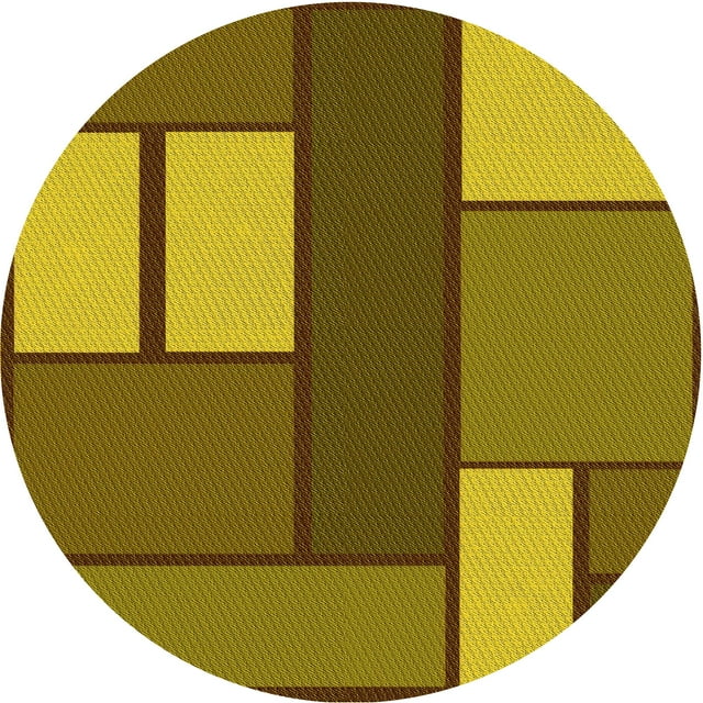 Ahgly Tapis Rond Lavable en Machine Intérieur Transitionnel Brun Bronze Foncé, 8 Pieds Rond