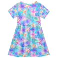 thumbnail image 2 of FORMRS Girls Short Sleeve Dress Summer Casual Round Neck A-line Beach Sundress, Sizes 2T-8T, Neon Starfish Pattern, 2 of 8
